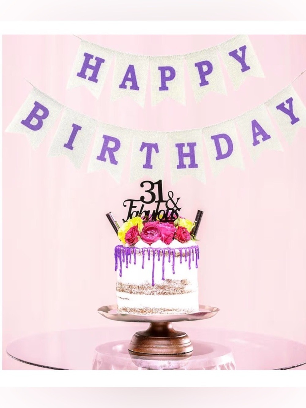 Happy Birthday Banner Purple